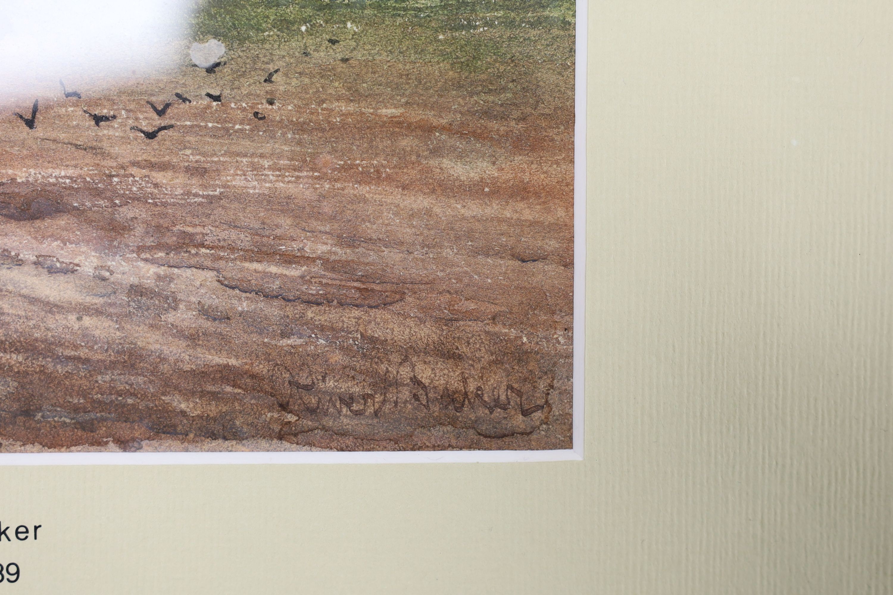 Oliver Baker (1856-1939), watercolour, Sowing the fields, signed, 18 x 19cm